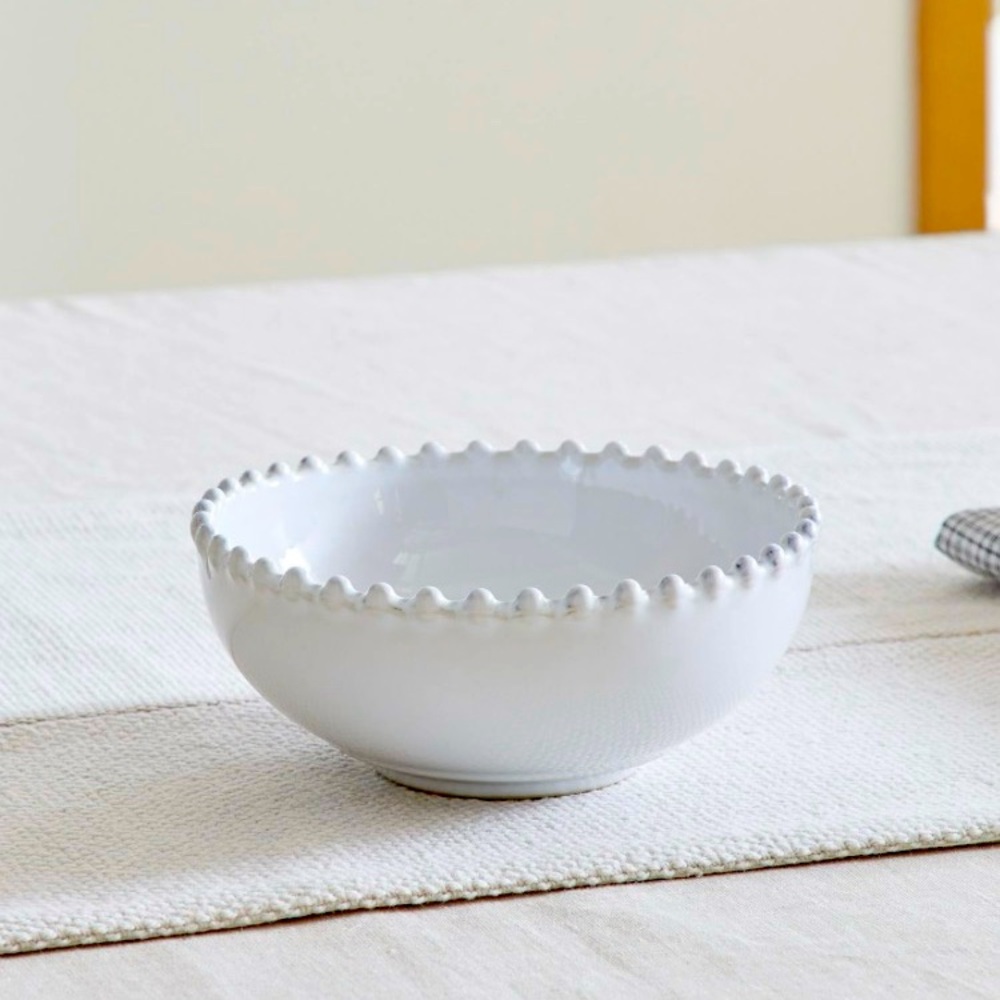 West Elm Costa Nova Pearl White Ceramic Cereal Bowls. Set of 4